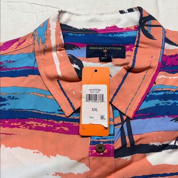 Margaritaville Tropical Beach & Palm Tree Button-Down Hawaiian Shirt XXL NWT - Picture 3 of 10